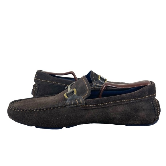 TED BAKER MONNER LOAFER Men 11 Brown Suede Driving Shoe Metal Horse Bit Slip On - Picture 2 of 15